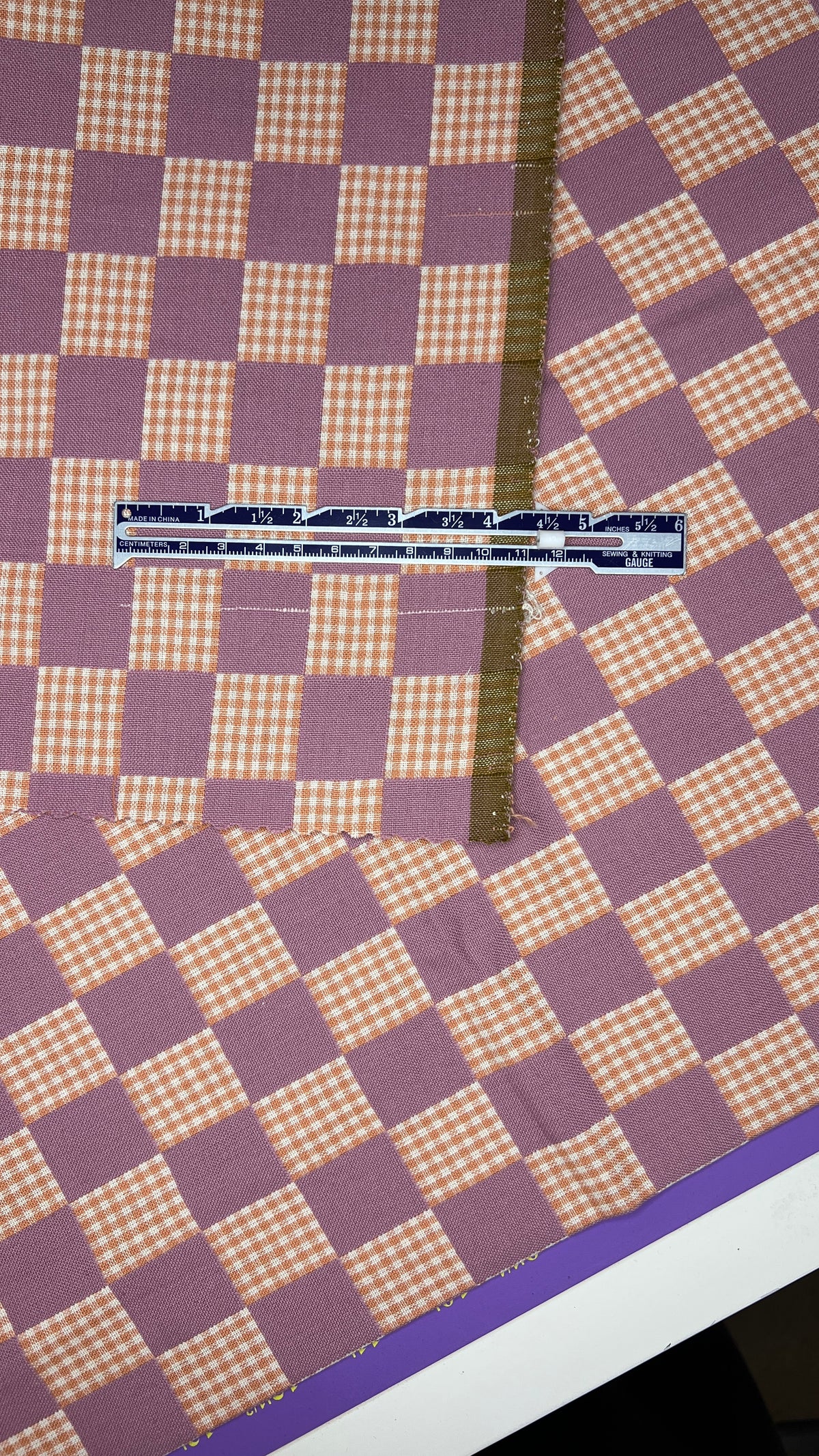 Oopsie Daisy! Checkmate Checkers in Amethyst – Double Cloth Cotton - 1/2 yard