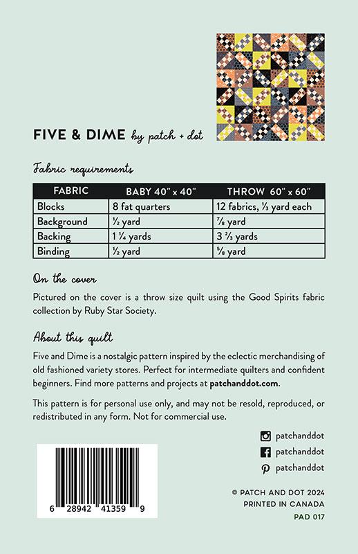 Five & Dime Quilt Pattern