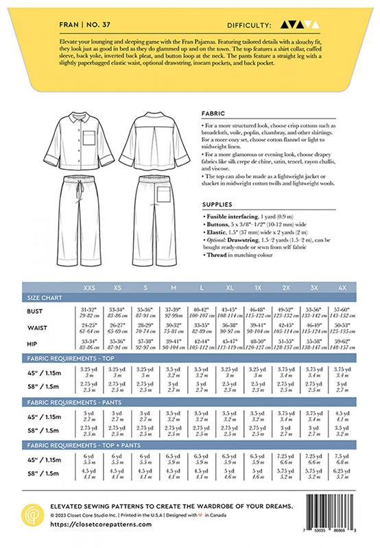 Fran Pajamas Pattern by Closet Core