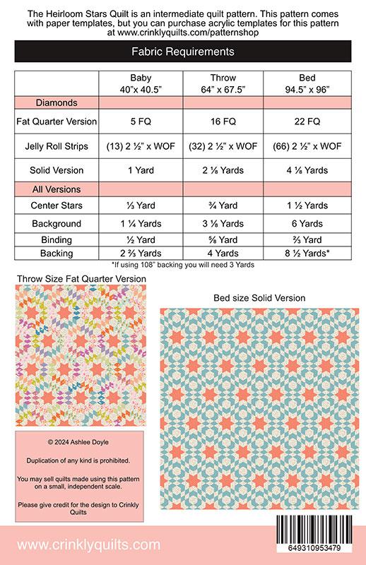 Heirloom Stars Quilt Pattern - Crinkly Quilts