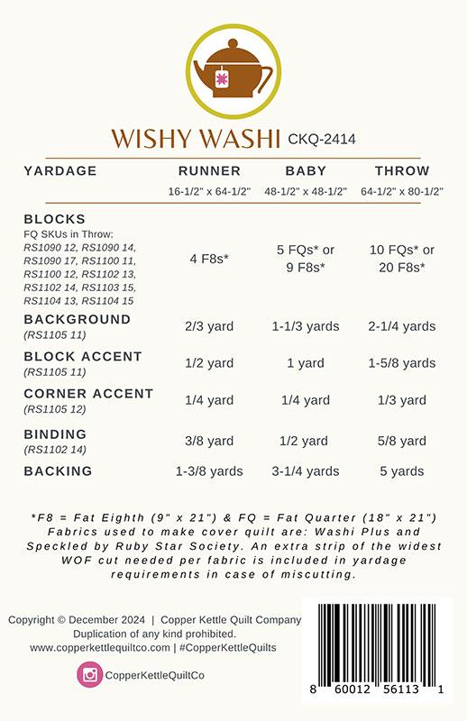 Wishy Washi Quilt Pattern by Copper Kettle Quilts
