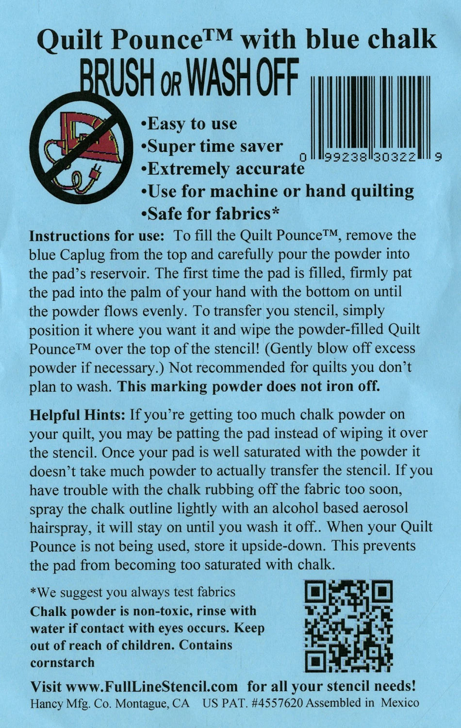 Stencil Chalk Quilt Transfer Pounce Pad Blue