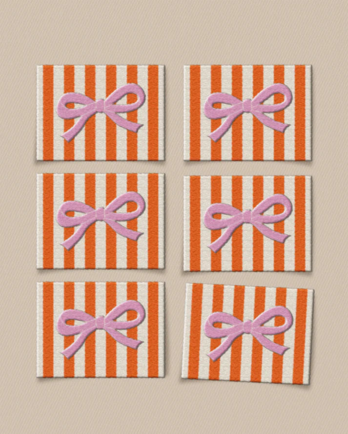 Pink Bow Large Garment Labels - Set of 6