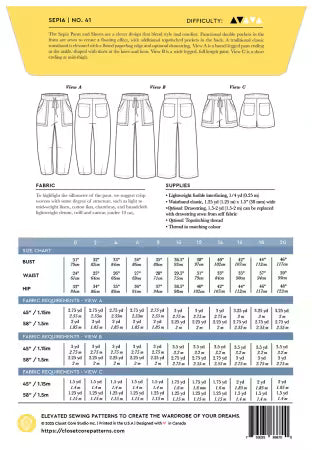 Sepia Pants + Shorts Pattern by Closet Core