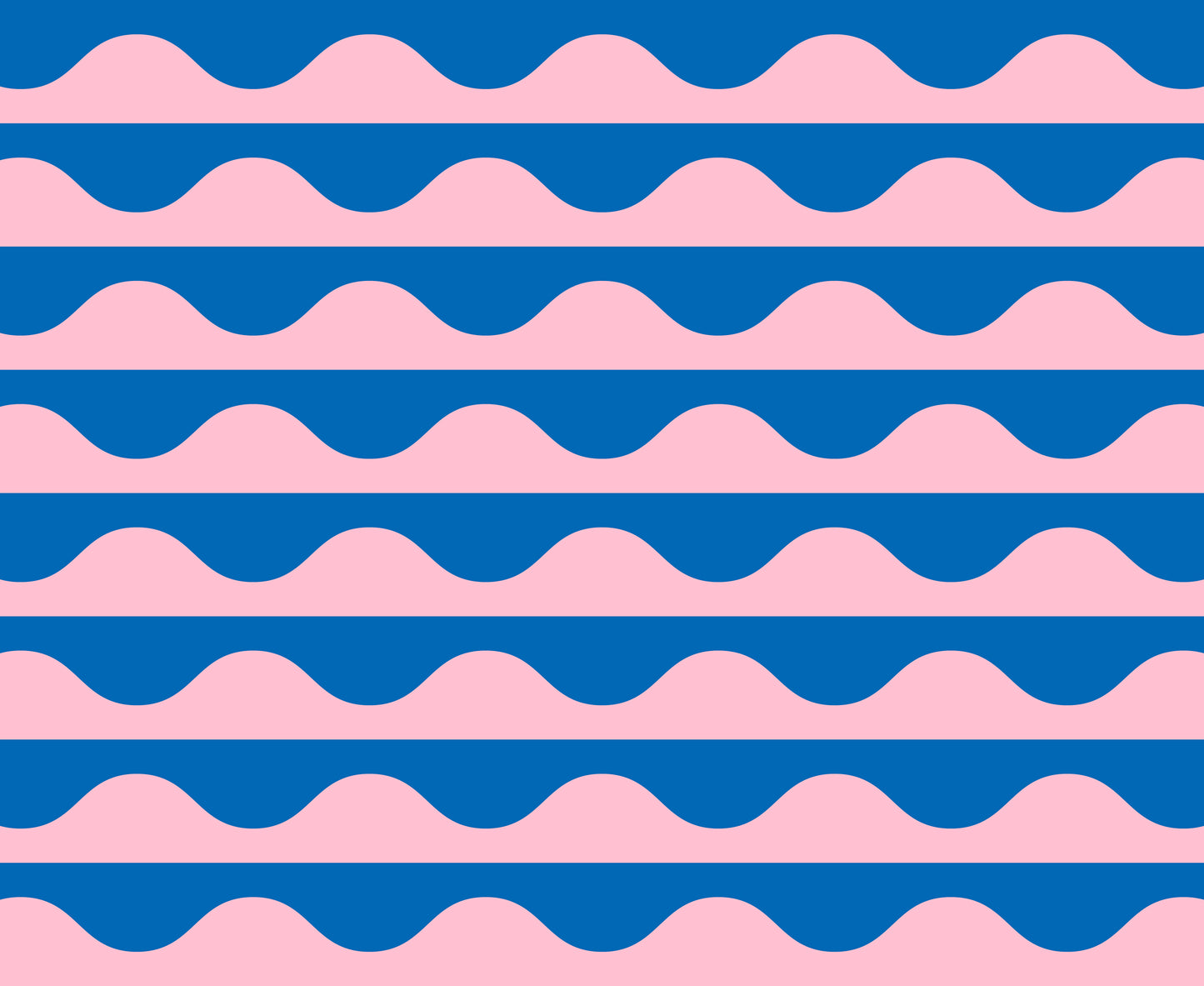 Alternating wavy stripes of bubblegum pink and royal blue – Groove Cotton Candy fabric by Emily Van Hoff for Moda
