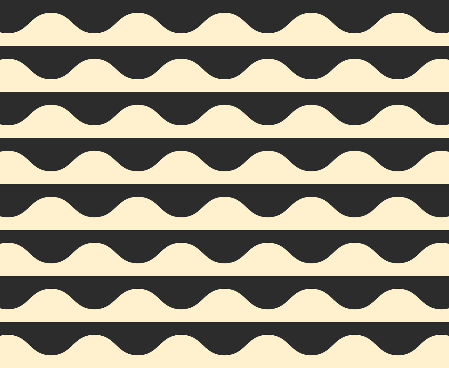 Ivory and black alternating wavy stripes – Groove Tuxedo (Wavy Stripe) fabric by Emily Van Hoff for Moda