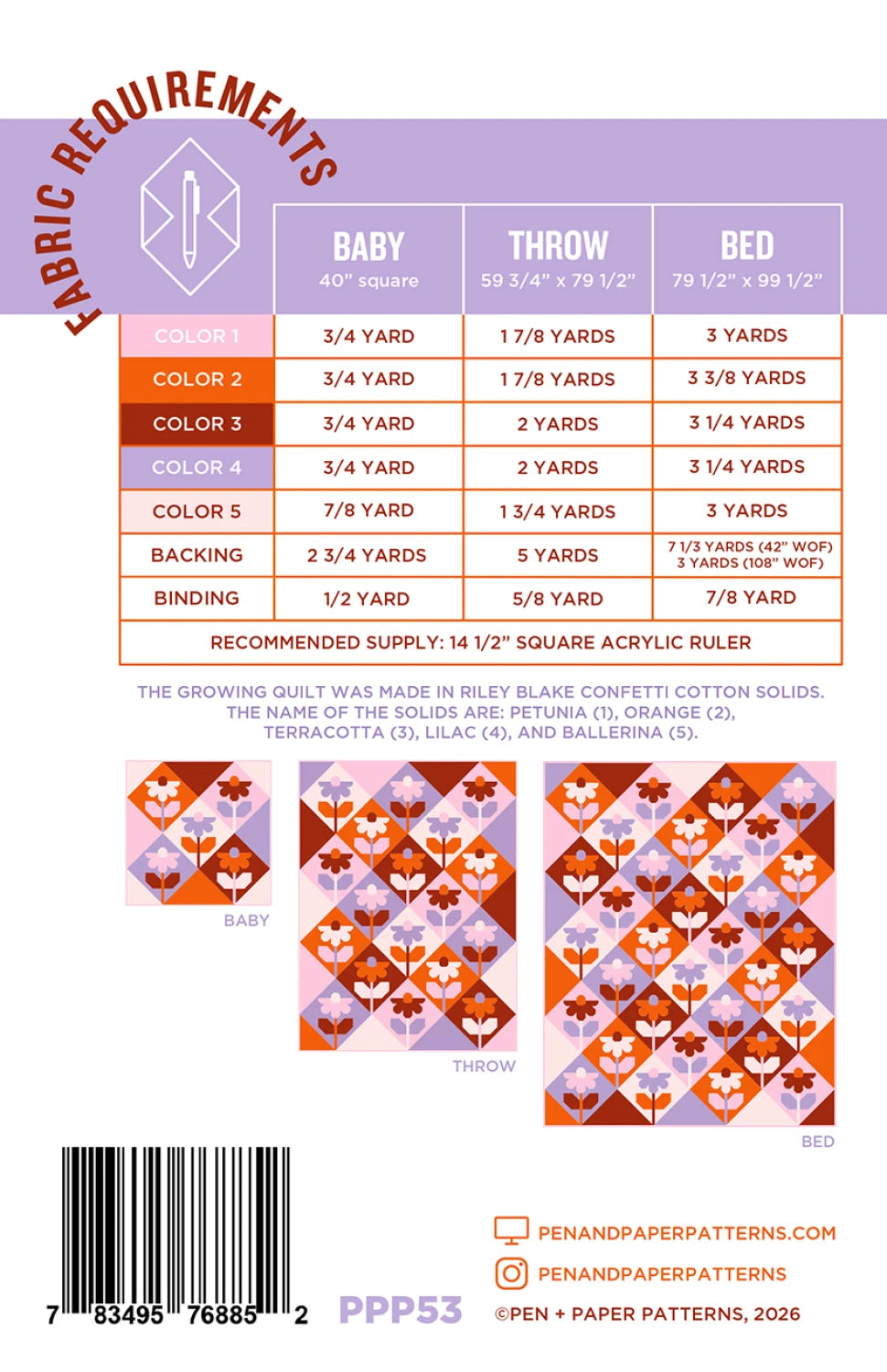 Growing Quilt Pattern – Pen & Paper Patterns