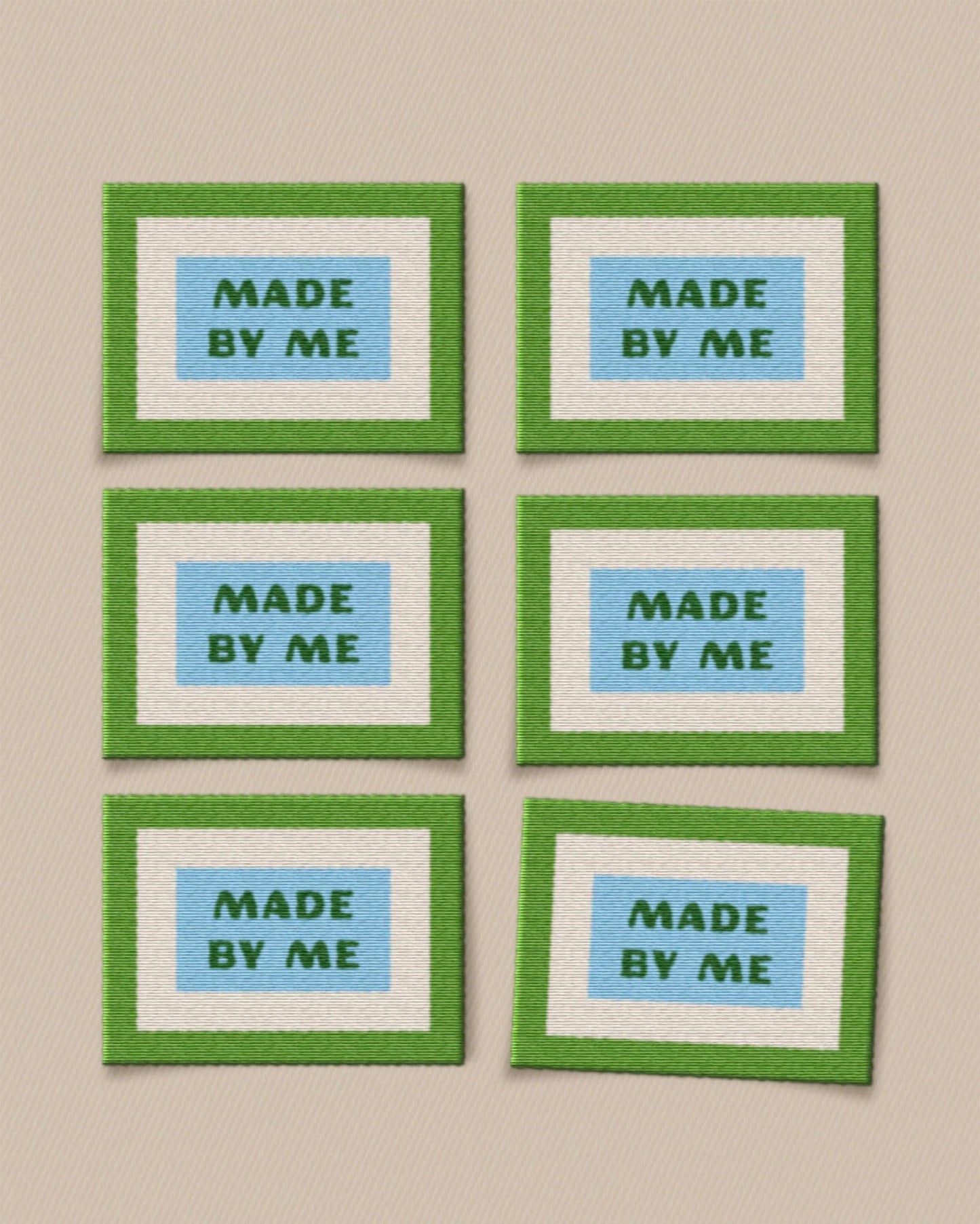 green and blue made by me garment labels by matchy matchy sewing club 6 pack