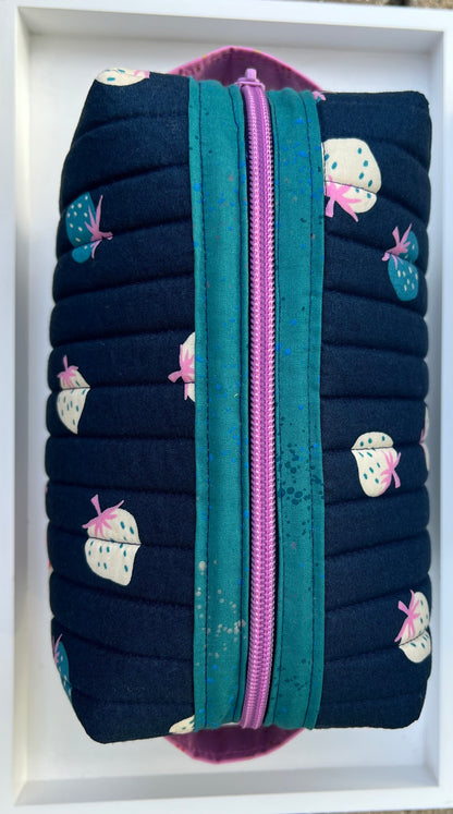 Navy Strawberry Toss Pouch