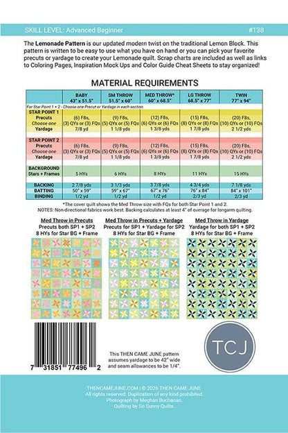 Lemonade Quilt Pattern - Then Came June