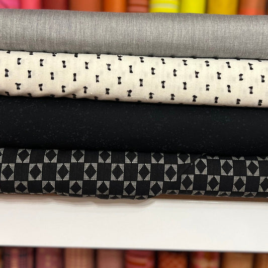 Custom Order: Patchwork Boxy Zip Pouch (black/white)