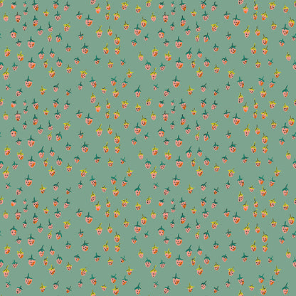 Heather Ross Favorites | Field Strawberries in Teal