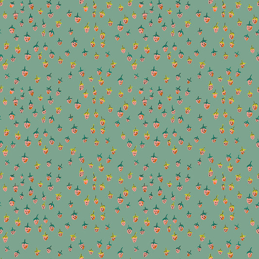 Heather Ross Favorites | Field Strawberries in Teal