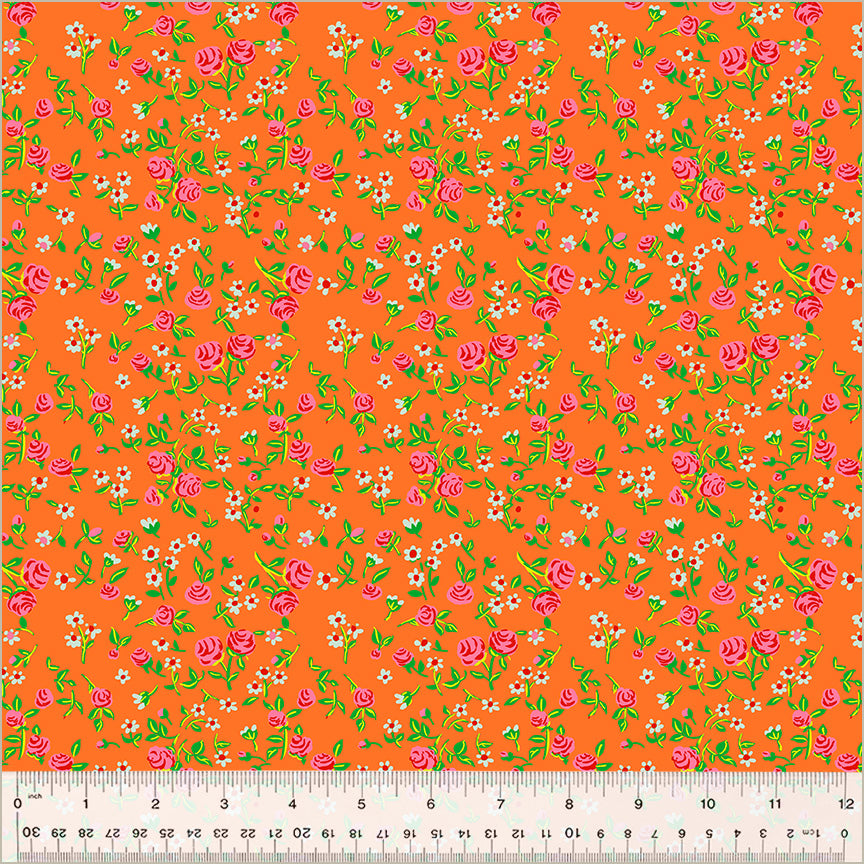 Heather Ross By Hand | Mousy Floral in Tangerine