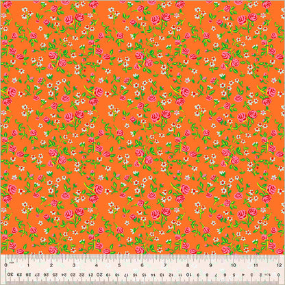 Heather Ross By Hand | Mousy Floral in Tangerine