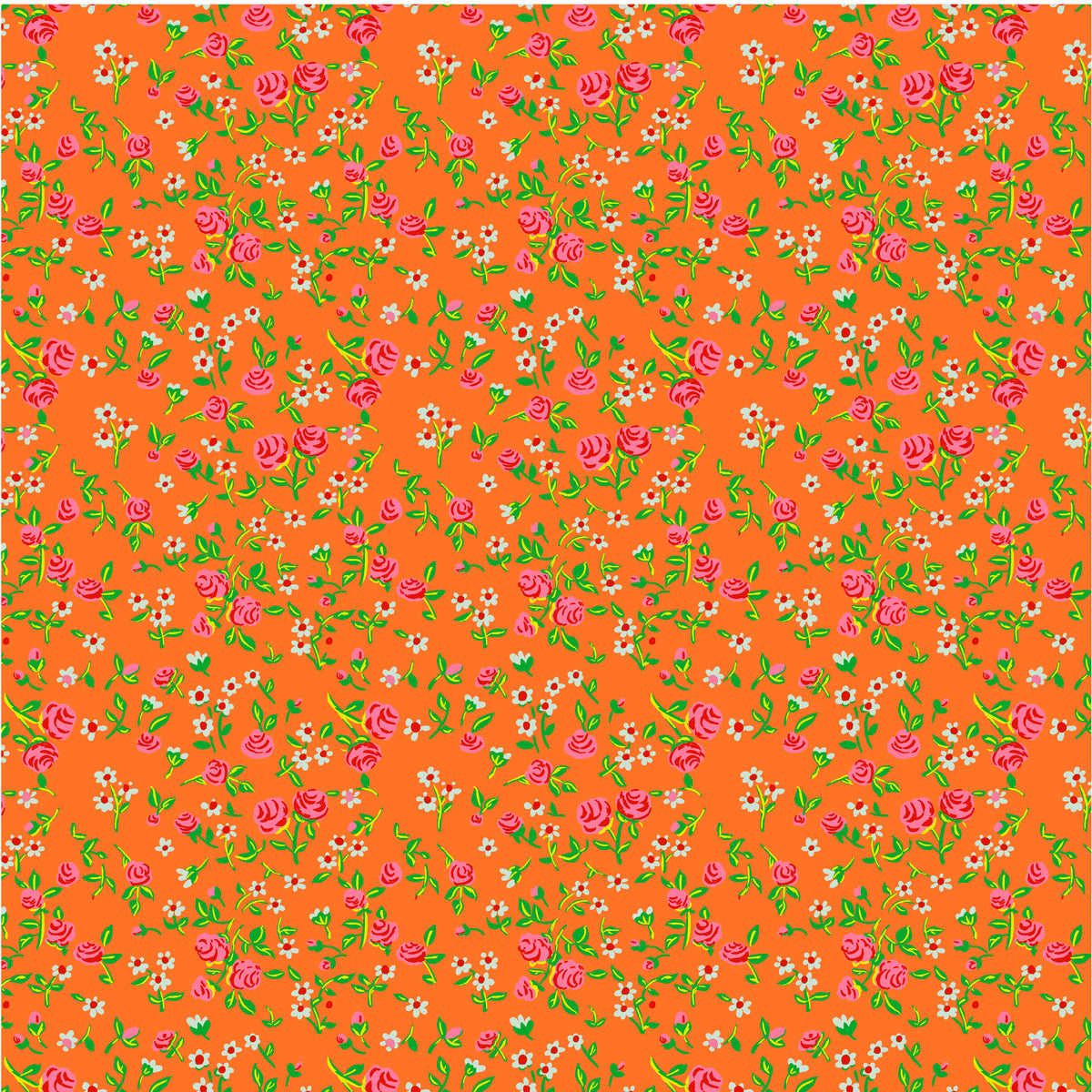 Heather Ross By Hand | Mousy Floral in Tangerine