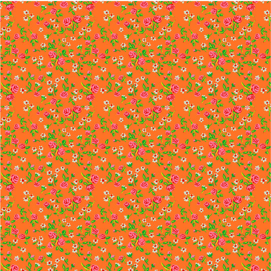 Heather Ross By Hand | Mousy Floral in Tangerine