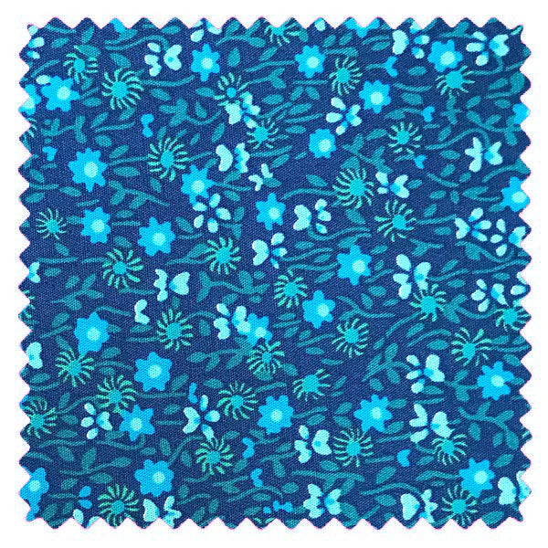 Petit Pan Cotton Coupon - Flower Power in Indigo