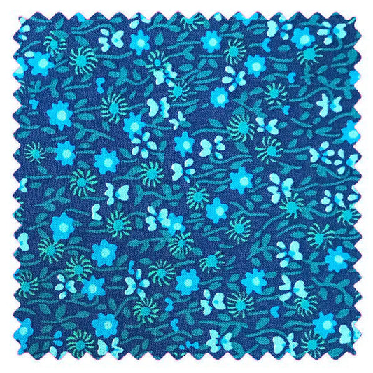 Petit Pan Cotton Coupon - Flower Power in Indigo