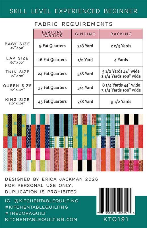 The Zora Quilt Pattern by Kitchen Table Quilting