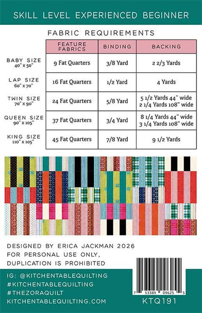 The Zora Quilt Pattern by Kitchen Table Quilting