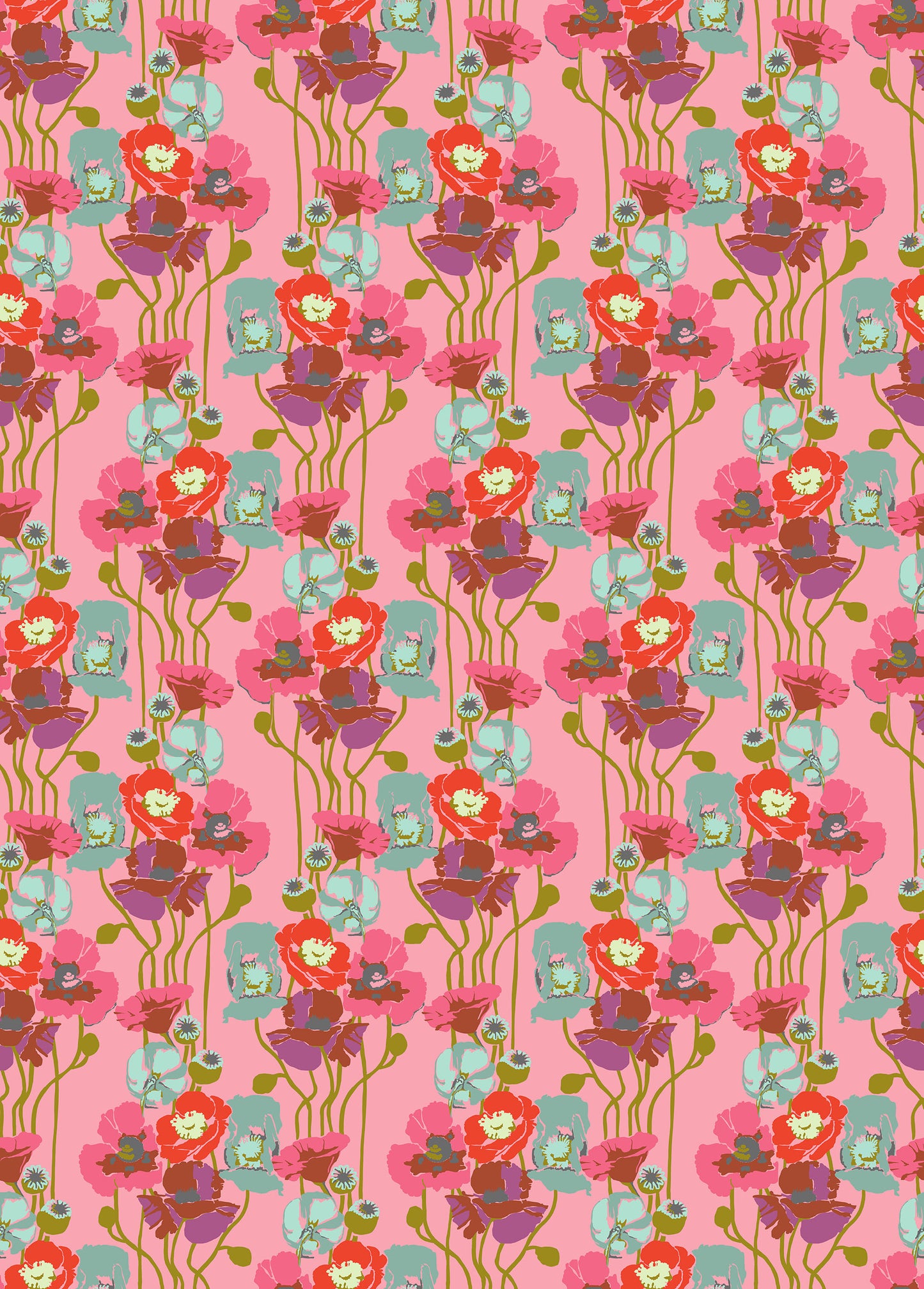 Colorful floral pattern on a pink background