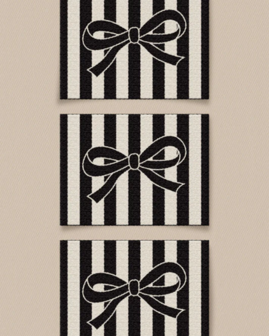 Black Bow Large Garment Labels - Set of 6