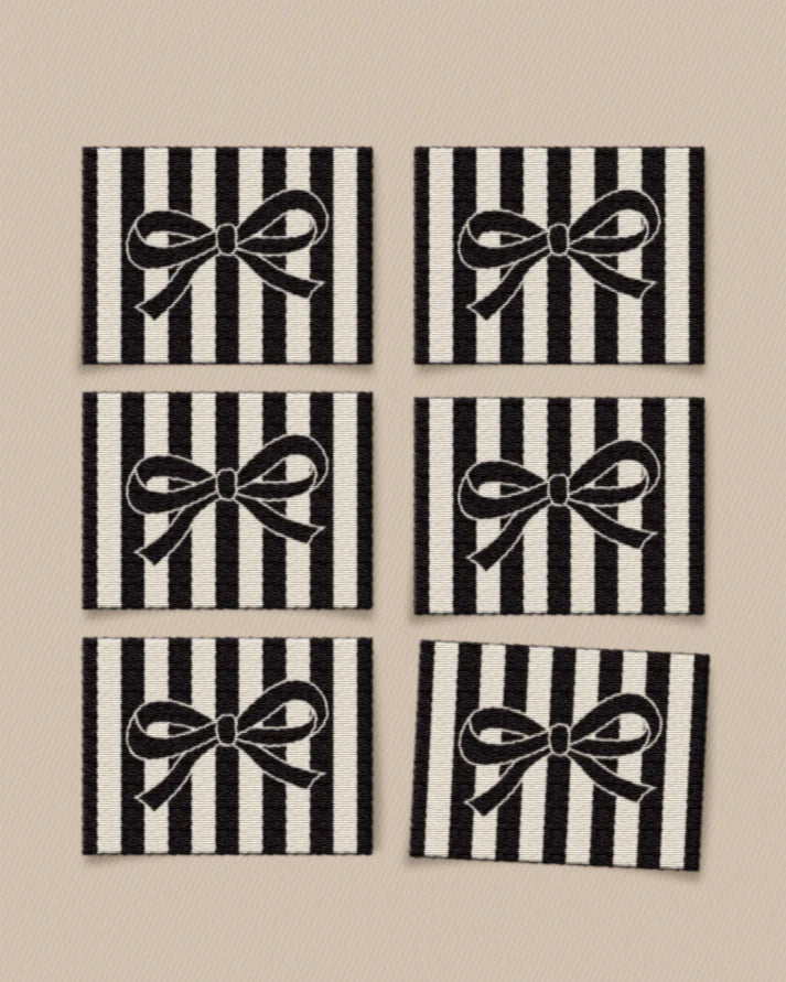 Black Bow Large Garment Labels - Set of 6