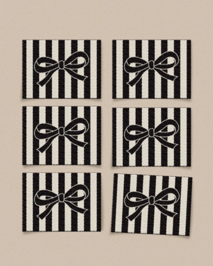Black Bow Large Garment Labels - Set of 6