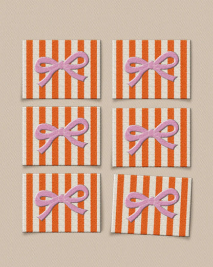 Pink Bow Large Garment Labels - Set of 6