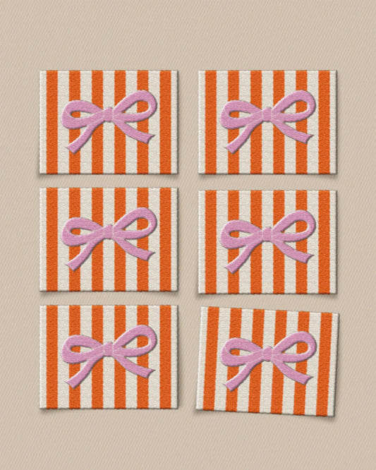 Pink Bow Large Garment Labels - Set of 6