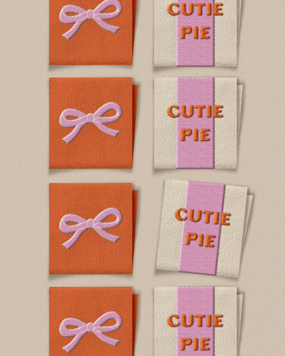 Cutie Pie and Bow Square Garment Labels – Set of 8