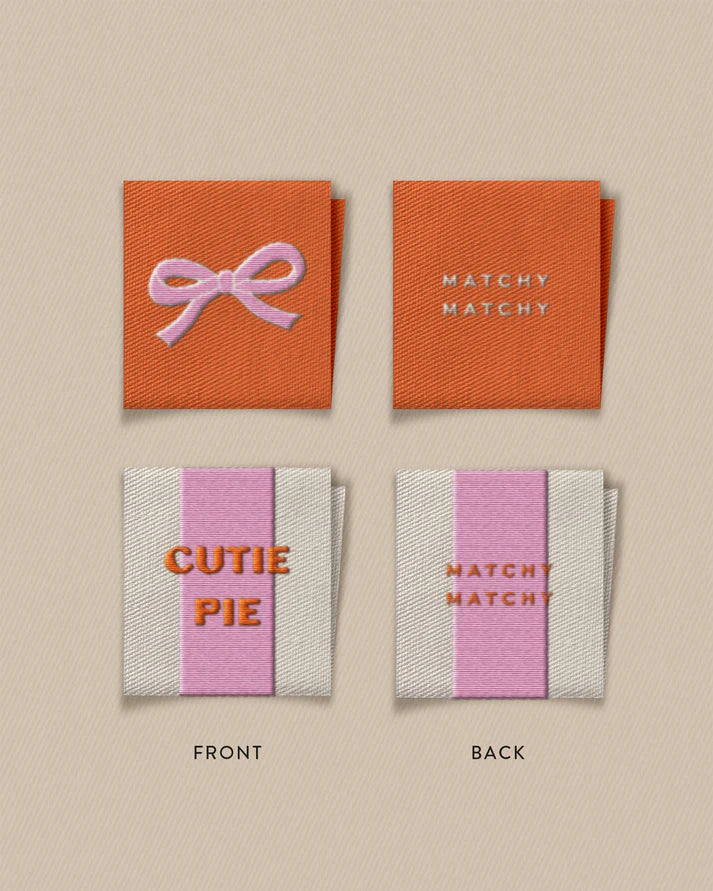 Cutie Pie and Bow Square Garment Labels – Set of 8