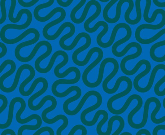 dark blue modern unspooled geometrics swirls meander groove cool blue by Emily Van Hoff