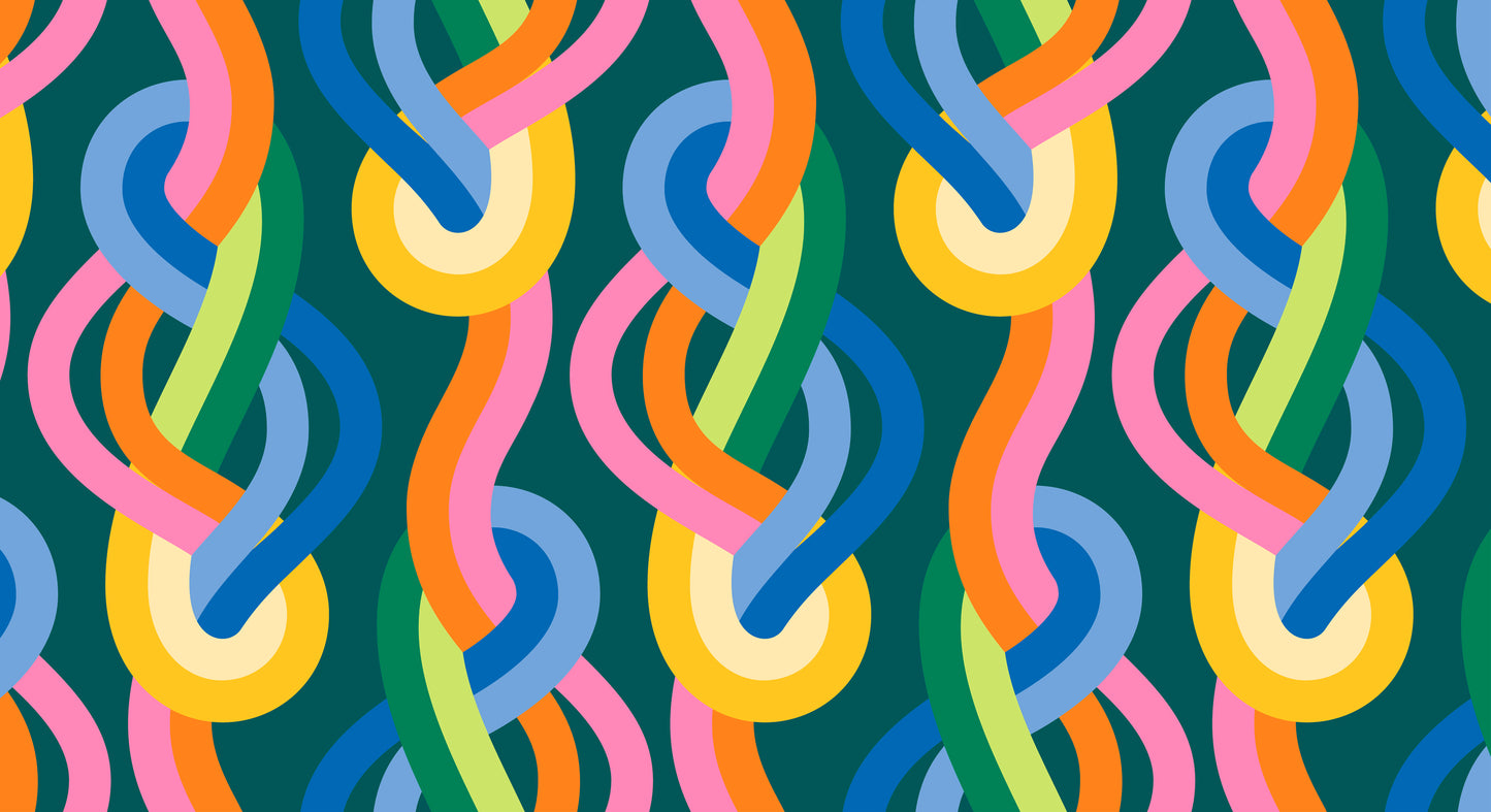 multi color modern knotted geometric rainbow stripe groove moody multi by Emily Van Hoff