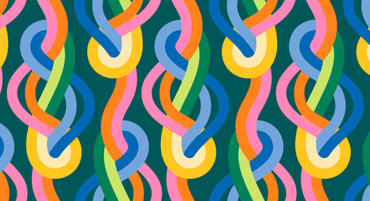 multi color modern knotted geometric rainbow stripe groove moody multi by Emily Van Hoff