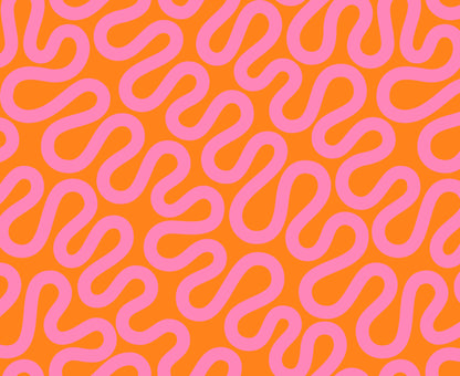 orange and pink modern unspooled geometrics swirls meander groove orange zest by Emily Van Hoff