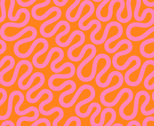 orange and pink modern unspooled geometrics swirls meander groove orange zest by Emily Van Hoff