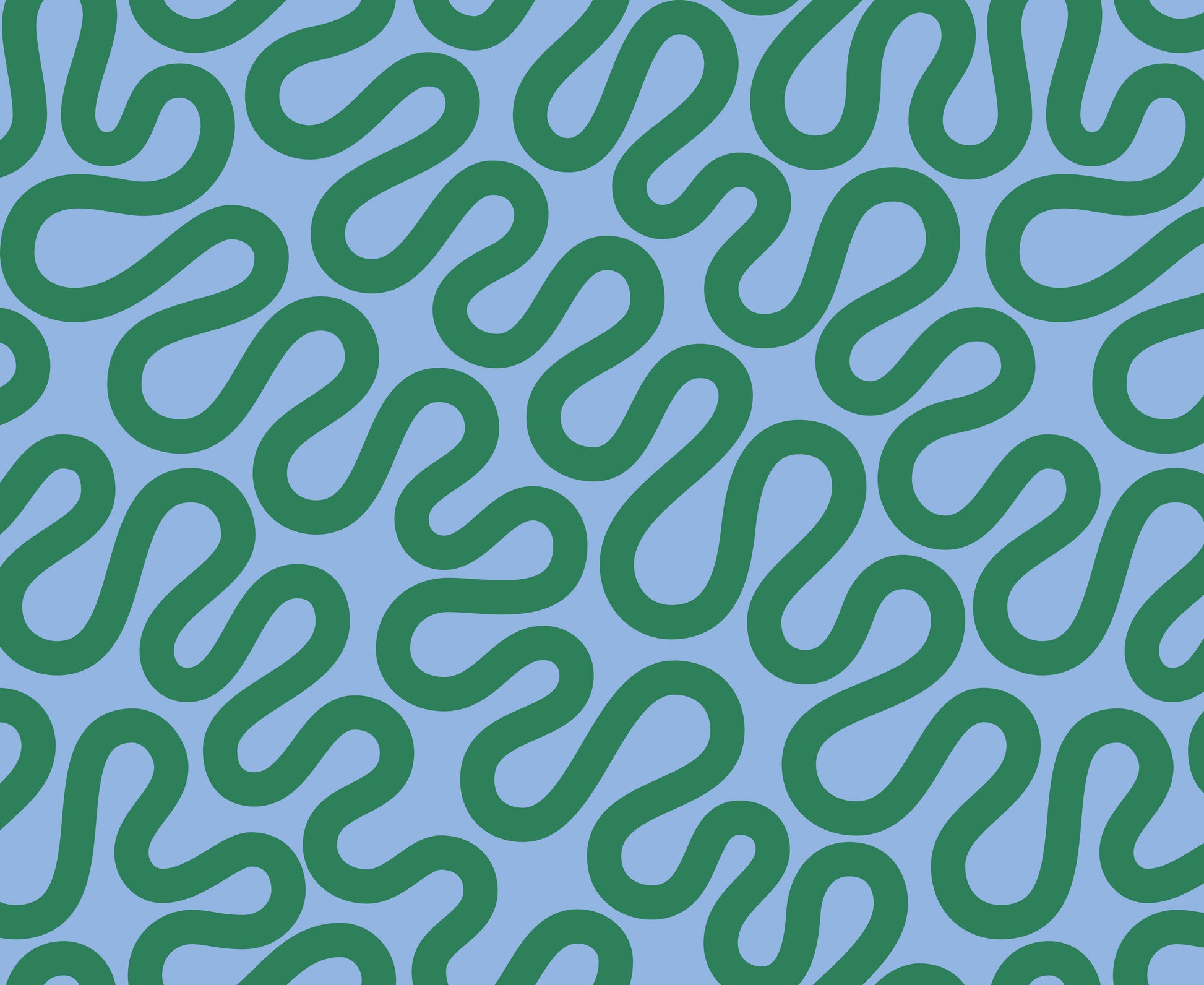 light blue and green modern unspooled geometrics swirls meander groove spring by Emily Van Hoff