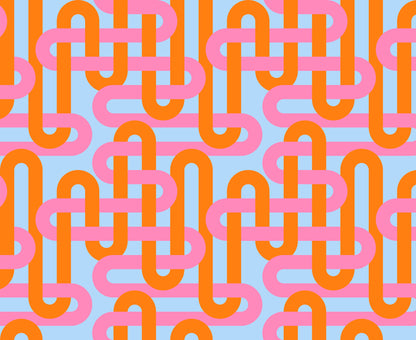 multi pink orange modern woven geometrics groove summer sky by Emily Van Hoff
