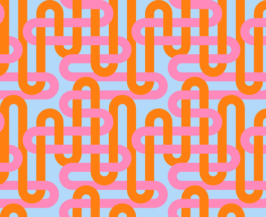 multi pink orange modern woven geometrics groove summer sky by Emily Van Hoff