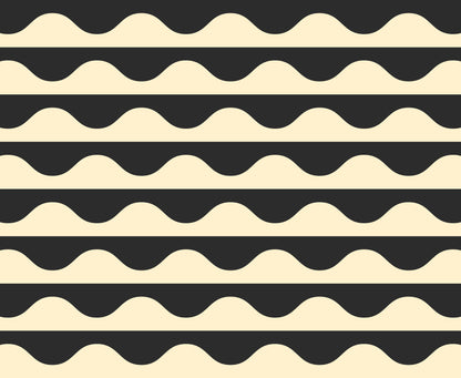 black and cream modern wavy geometrics stripe groove tuxedo by Emily Van Hoff