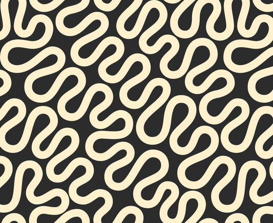 black cream modern unspooled geometrics swirls meander groove tuxedo by Emily Van Hoff