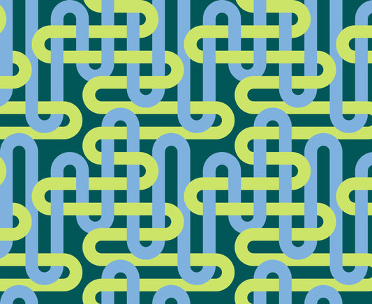 teal modern woven geometrics groove verdant green by Emily Van Hoff