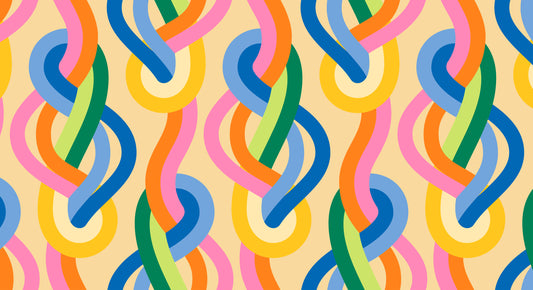 multi color modern knotted geometric rainbow stripe groove luminous multi by Emily Van Hoff