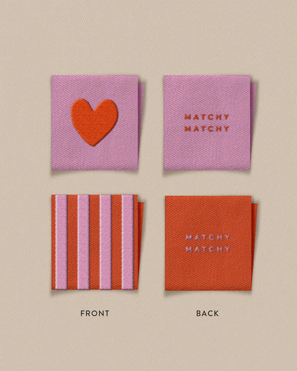 Red Heart and Stripe Square Garment Labels – Set of 8