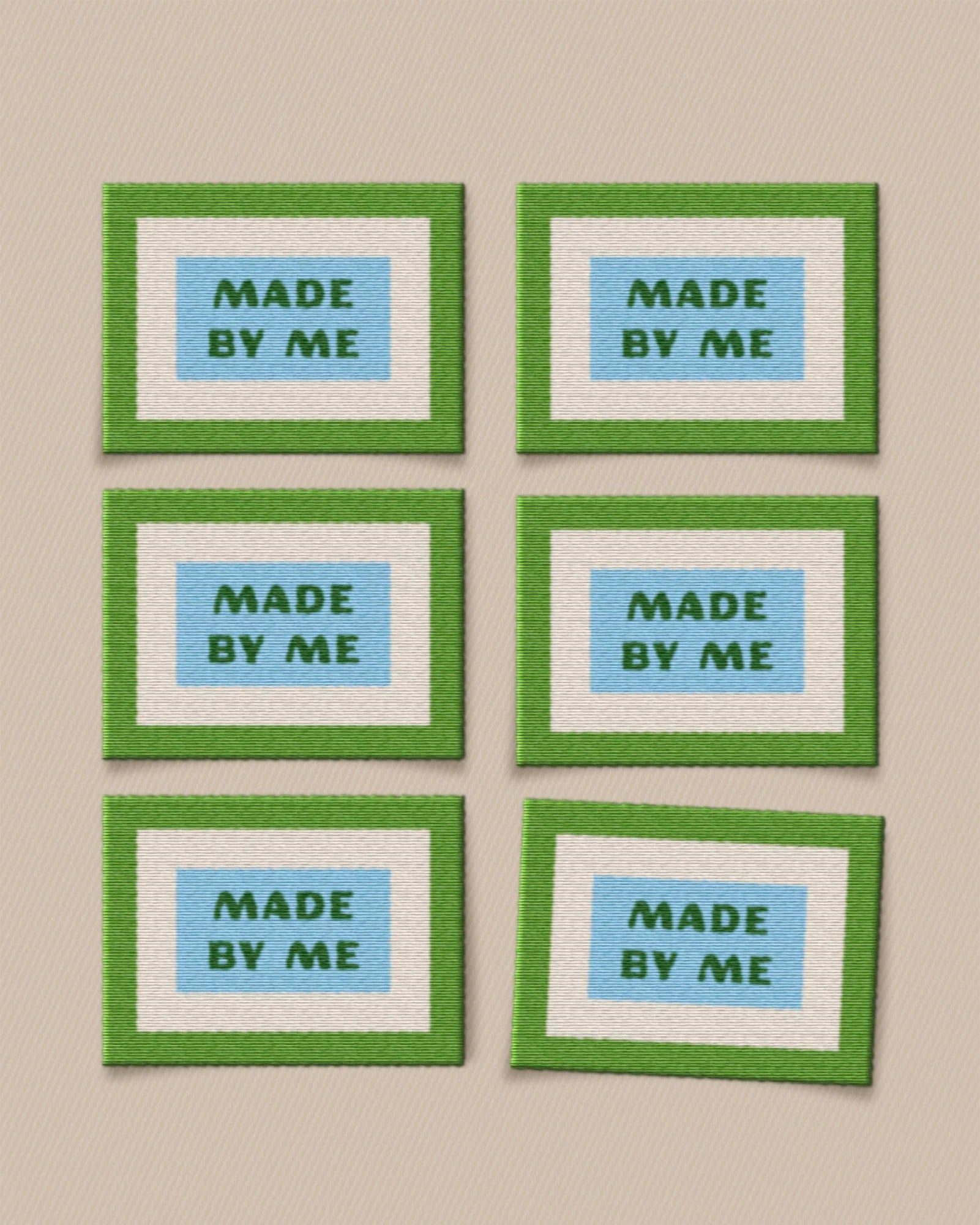 green and blue made by me garment labels by matchy matchy sewing club 6 pack