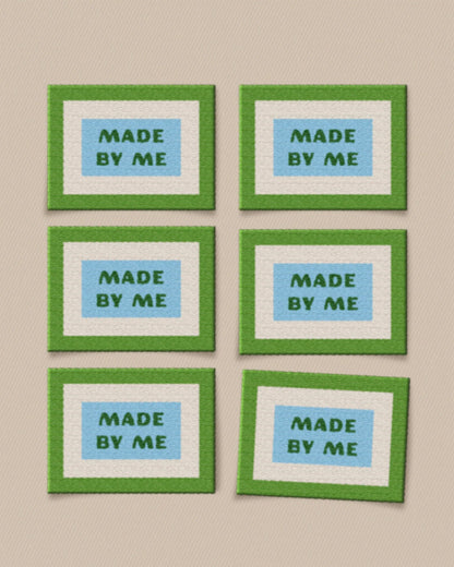 green and blue made by me garment labels by matchy matchy sewing club 6 pack