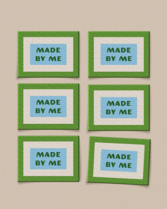 green and blue made by me garment labels by matchy matchy sewing club 6 pack