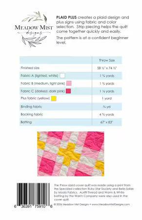 Plaid Plus Quilt Pattern by Meadow Mist Designs